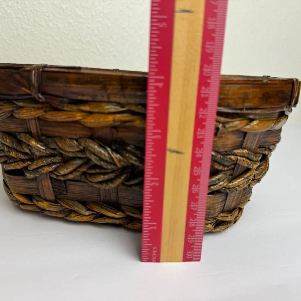 NEW Vintage Bamboo Wicker Hanakago Basket Lackered